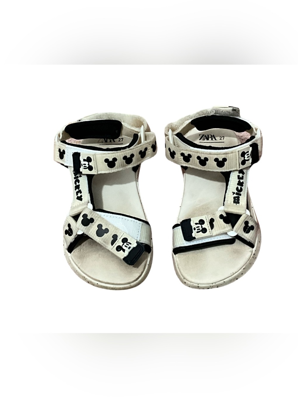 Zara Disney Mickey Mouse Kids Sport Sandals White Black Size 27